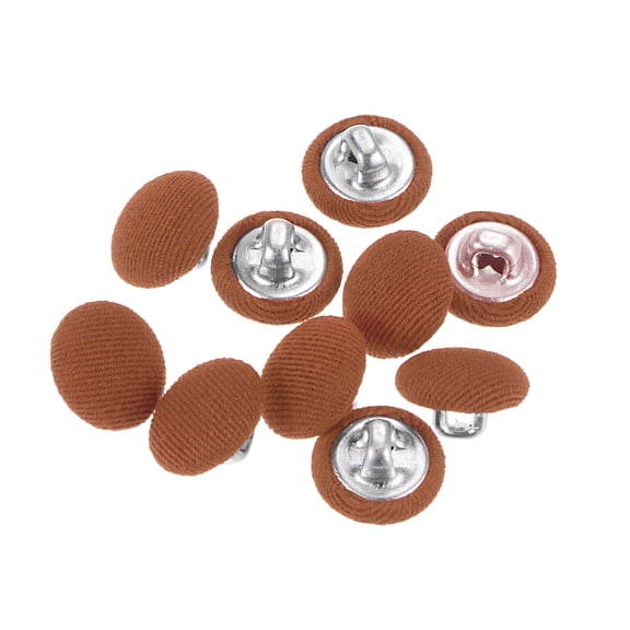 Uxcell 10pcs18L Fabric Cloth Covered Button 11.5mm Metal Shank Round Sewing Buttons for Suits Dress Blouses,Alloy Orange