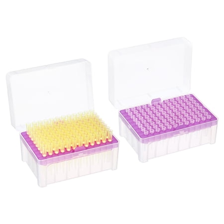 Uxcell 10ul 100ul PE Filtering Pipette Tips, 2 Set 96 Tips/Rack(Rose Red) for Laboratory, Yellow/Clear