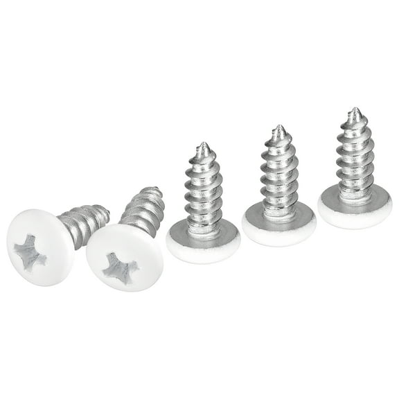 Uxcell #10x1/2" White Screws - 50Pack - 304 Stainless Steel Pan Head Phillips Screw