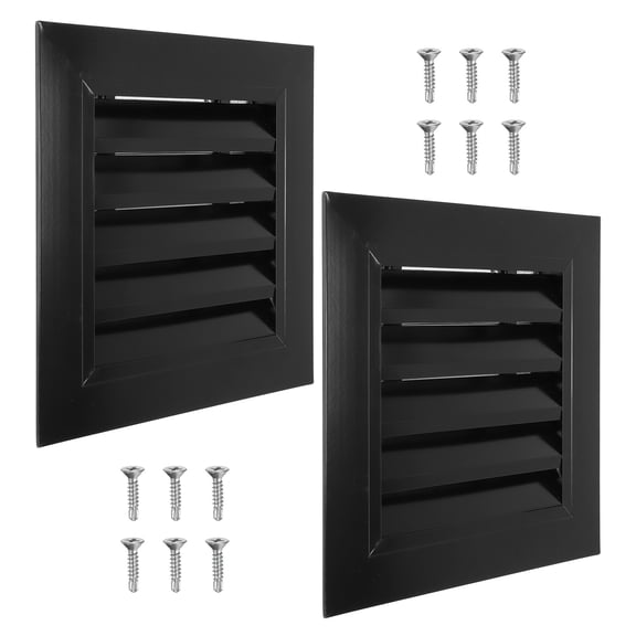 Uxcell 10x10 Inch Gable Vent, 2PCS Aluminum Alloy Wall Shed Vents with Strainer, Black
