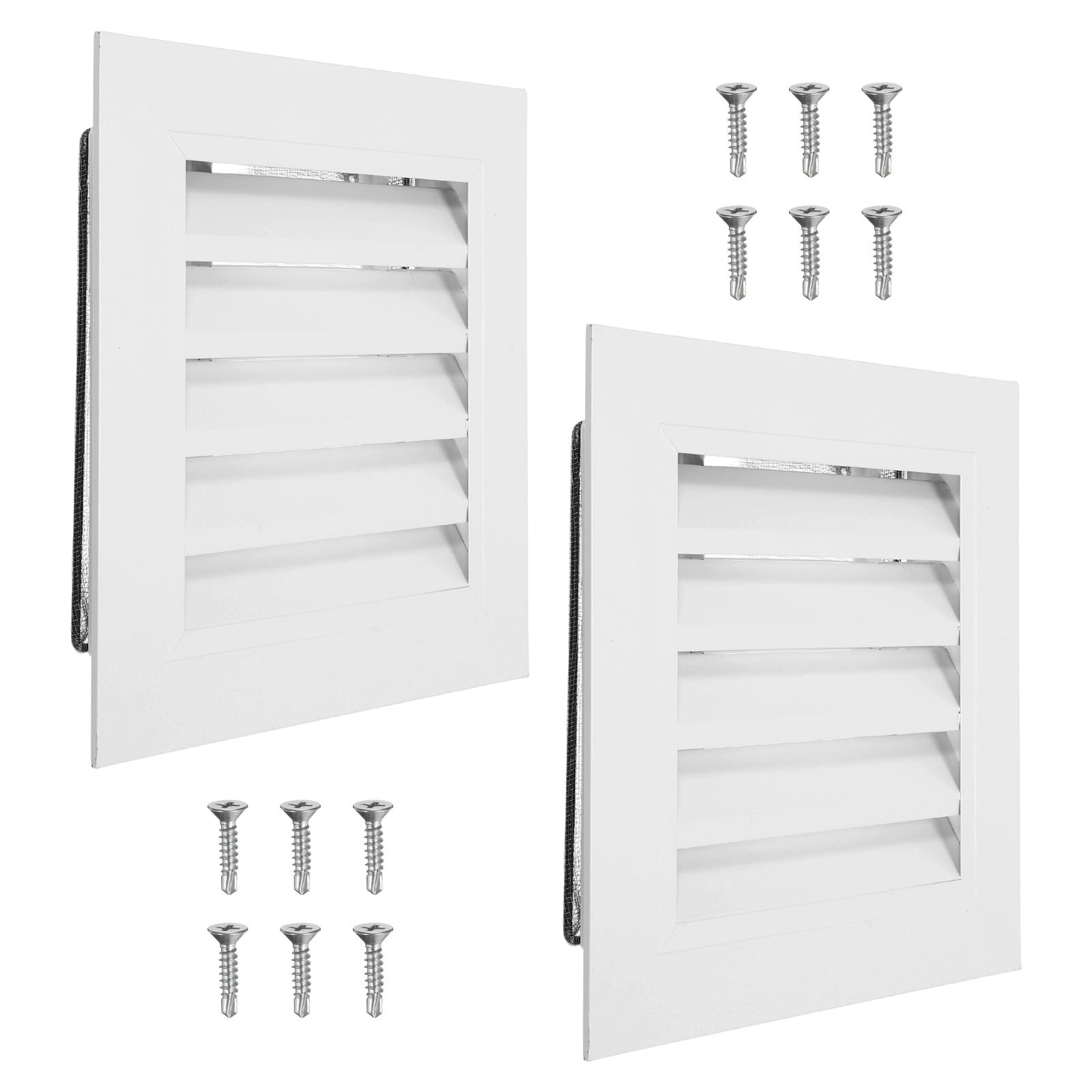 Uxcell 10x10 Inch Gable Vent, 2PCS Aluminum Alloy Wall Shed Vents with Strainer, White