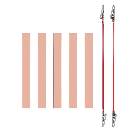Uxcell 10x100mm Copper Anode Sheet, 5 Pack Pure Copper Strip (99.995% Pure) 1mm Thick Plate Electrode Set with Alligator Clips Cables for Electroplating Plating Experiment