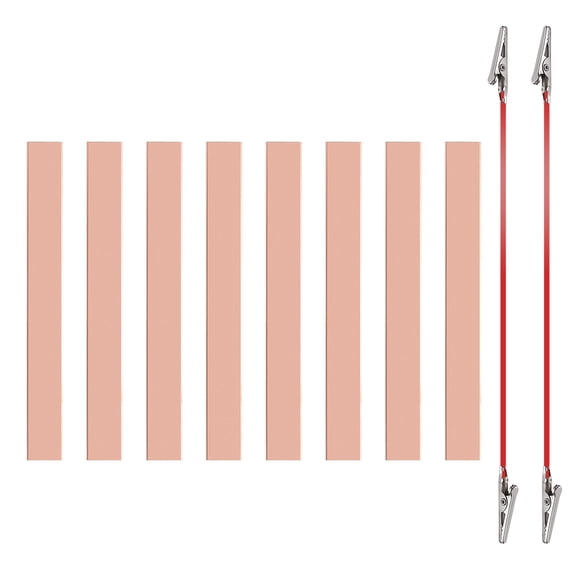 Uxcell 10x100mm Copper Anode Sheet, 8 Pack Pure Copper Strip (99.995% Pure) 1mm Thick Plate Electrode Set with Alligator Clips Cables for Electroplating Plating Experiment