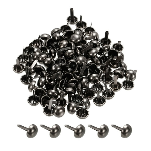 Uxcell 10x15mm Mini Brads Round Paper Fasteners for Art Crafting, Dark Grey 100pack