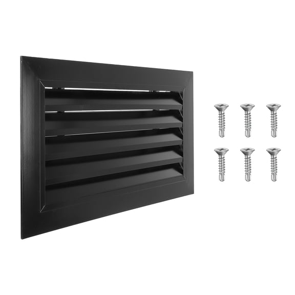Uxcell 10x18 Inch Gable Vent, 1PCS Aluminum Alloy Wall Shed Vents with Strainer, Black