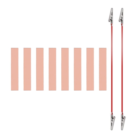 Uxcell 10x60mm Copper Anode Sheet, 8 Pack Pure Copper Strip (99.995% Pure) 1mm Thick Plate Electrode Set with Alligator Clips Cables for Electroplating Plating Experiment
