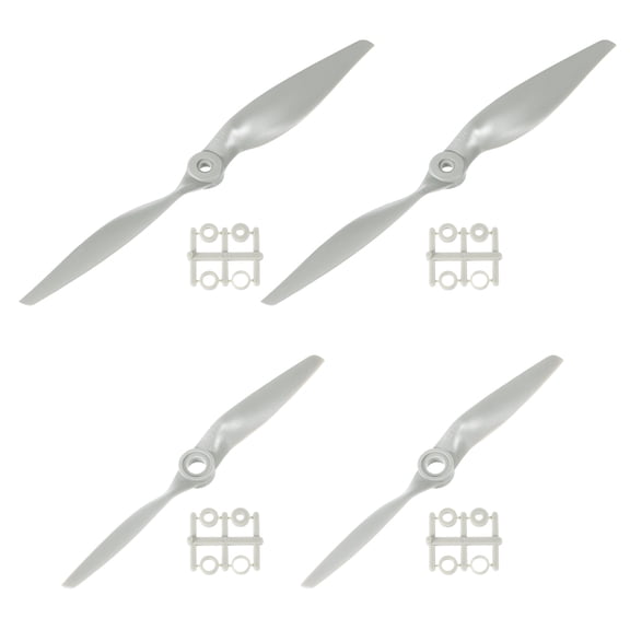 Uxcell 10x7" 10x7" Propeller RC Propellers 2 Vane Blades Props Grey with Adapter Rings for Electric Airplane Aircraft, Pack of 4