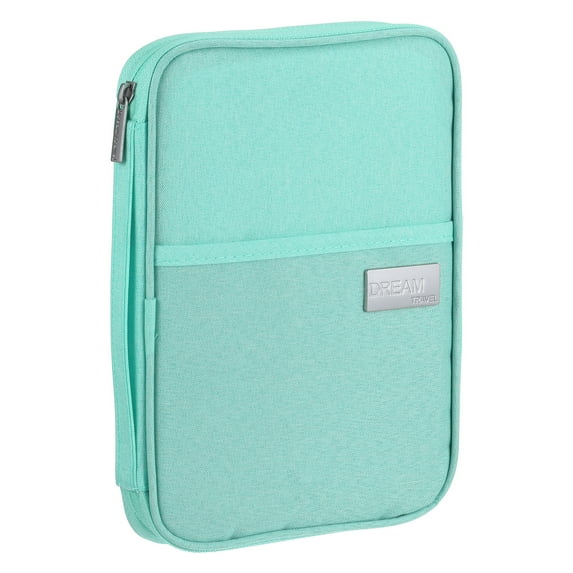 Uxcell 10x7" Multi Pockets Family Passport Holder Travel Wallet Organizer Document Holder Light Blue
