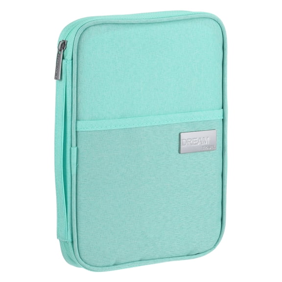 Uxcell 10x7" Multi Pockets Family Passport Holder Travel Wallet Organizer Document Holder Light Blue