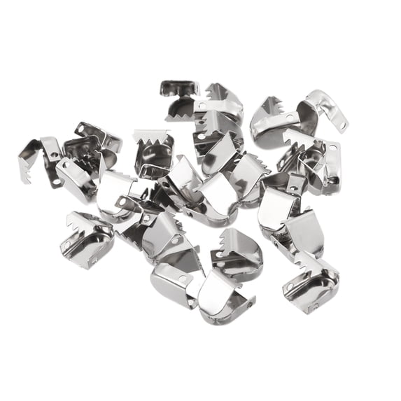 Uxcell 10x7mm Stainless Steel No Tie Shoelace End Clips Glossy Type, Silver 100 Pack