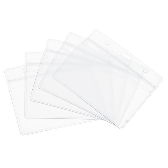 Uxcell 10x8.7cm Horizontal ID Card Badge Holders with Resealable Zip Clear 10Pack
