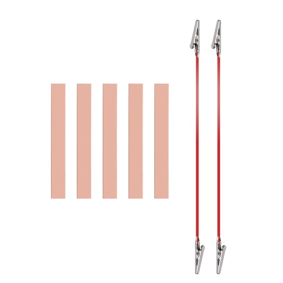 Uxcell 10x80mm Copper Anode Sheet, 5 Pack Pure Copper Strip (99.995% Pure) 1mm Thick Plate Electrode Set with Alligator Clips Cables for Electroplating Plating Experiment