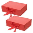 thumbnail image 1 of Uxcell 10x8x3 Inch Magnetic Gift Box Collapsible Paper Party Favor Boxes with Lid and Ribbon Red 2 Pcs, 1 of 6