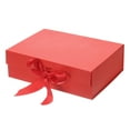 thumbnail image 1 of Uxcell 10x8x3 Inch Magnetic Gift Box Collapsible Paper Party Favor Boxes with Lid and Ribbon Red, 1 of 6