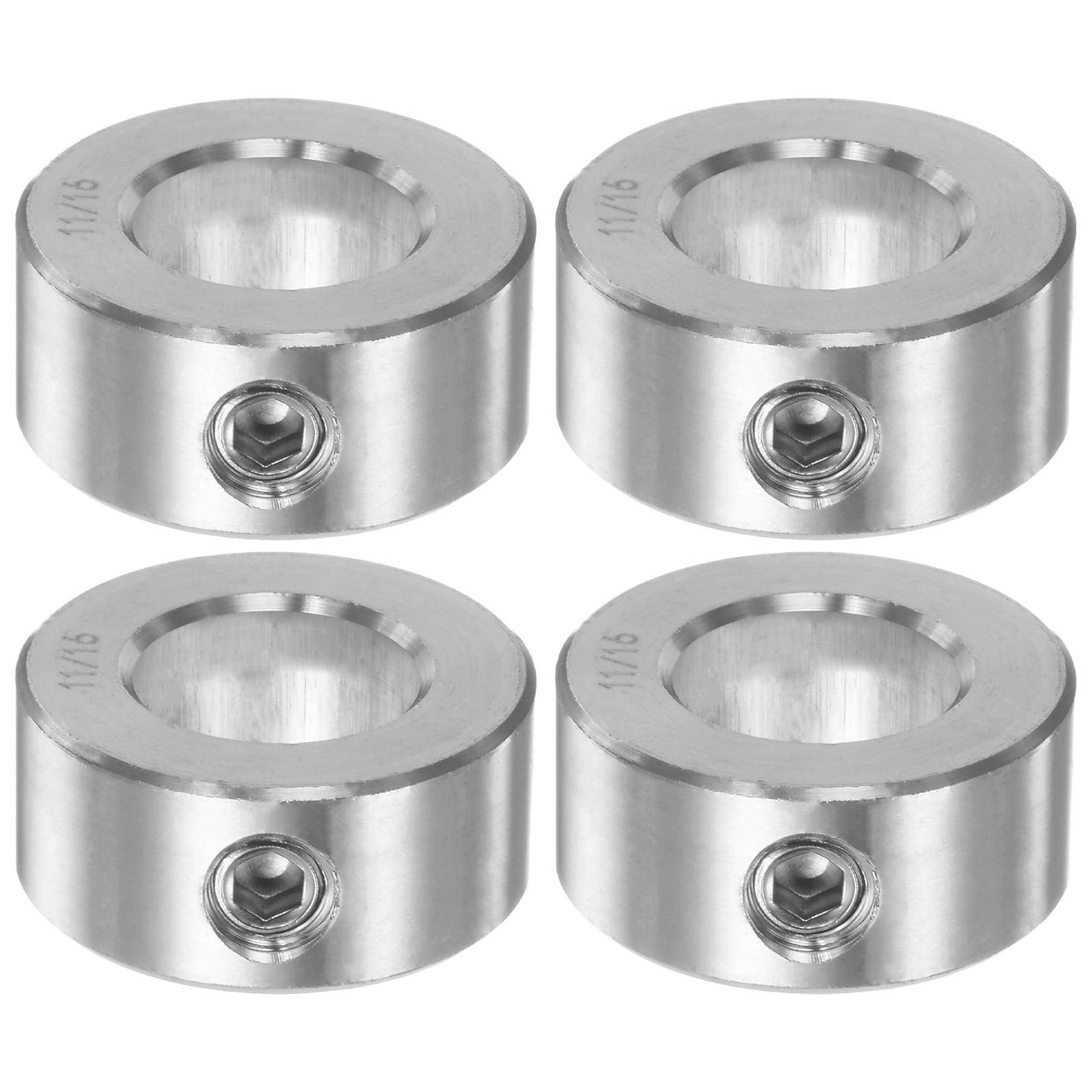 Uxcell 11/16" Bore 304 Stainless Steel Set Screw Shaft Collars, 1-1/4" OD, 9/16" Width 4 Pack