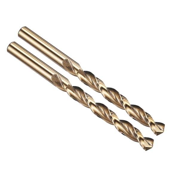Uxcell 11.5mm Drill Bit, M42 8% Cobalt High-Speed Steel Jobber Straight Shank 135° Gold Finish for Hard Metal High-temperature Titanium Alloy - 2 Pack