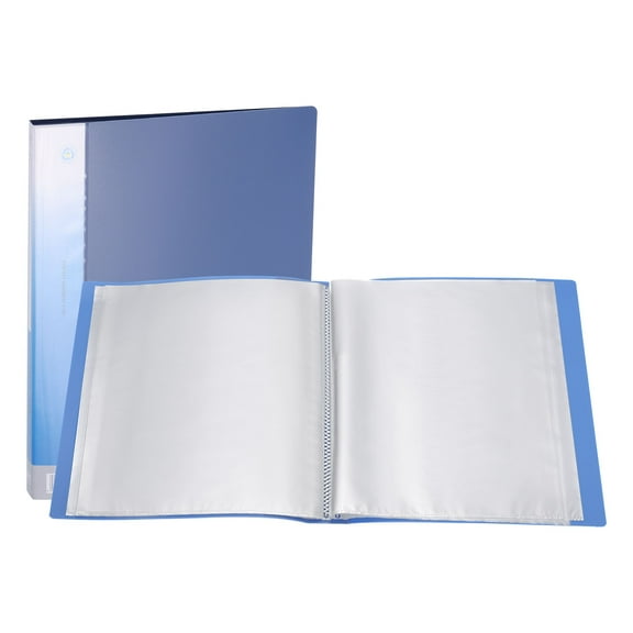 Uxcell 11.6 x 8.3'' Portfolio Binder Folder, 20 Pages Presentation Book with Clear Plastic Protector Sleeves, Dark Blue