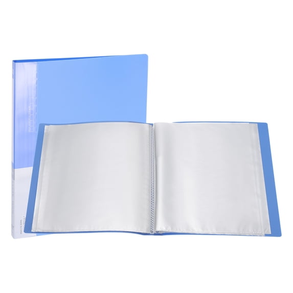 Uxcell 11.6 x 8.3'' Portfolio Binder Folder, 30 Pages Presentation Book with Clear Plastic Protector Sleeves, Light Blue