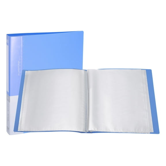 Uxcell 11.6 x 8.3'' Portfolio Binder Folder, 40 Pages Presentation Book with Clear Plastic Protector Sleeves, Light Blue