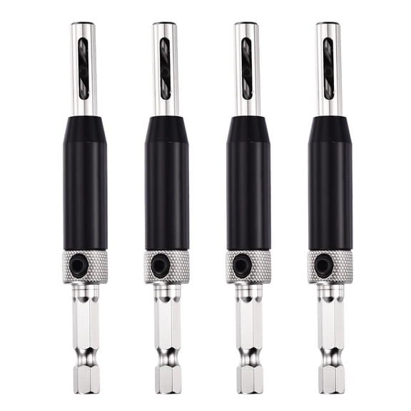 Uxcell 11/64" Self Centering Drill Bit Set 1/4" Hex Shank Self Centering Hinge Tapper Core Drill Bit Hinge Hole Punch Tool for Woodworking Window Door, Black