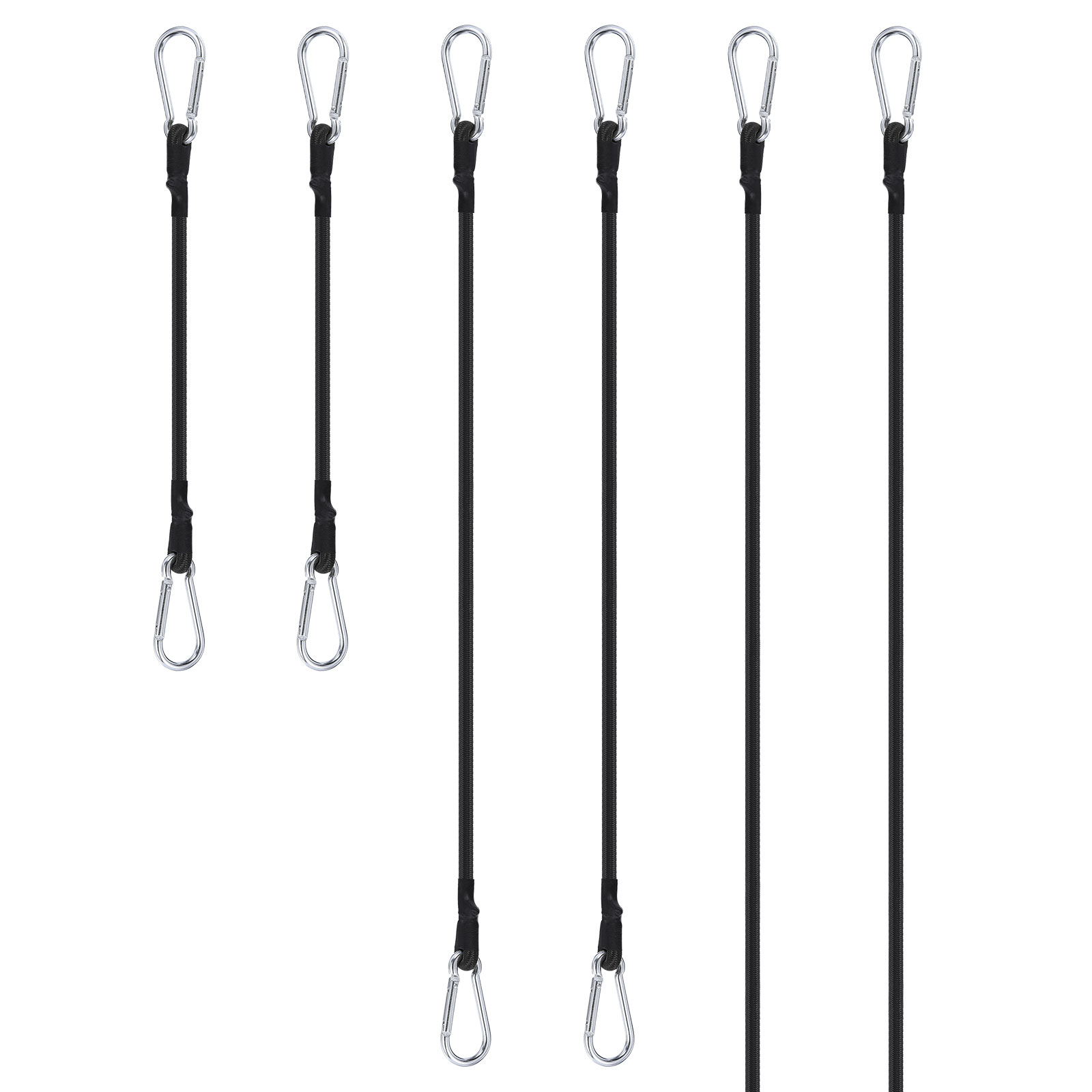 Uxcell 11.8" 23.6" 35.4" Bungee Cords 1 Set Heavy Elastic Bungee Rope with Aluminum Alloy Hooks for Camping Black