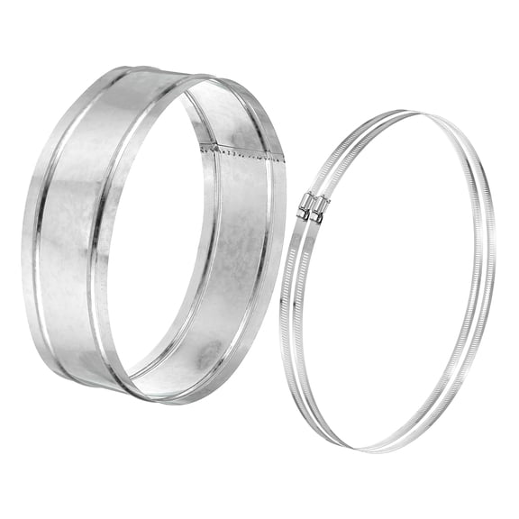 Uxcell 11.8" Duct Connector, 1 Set Galvanized Iron Duct Coupling Vent Coupler Dryer Pipe Coupling Hose Extension Connector with Duct Clamps for HVAC Exhaust Fan Vent Systems, 4" Long