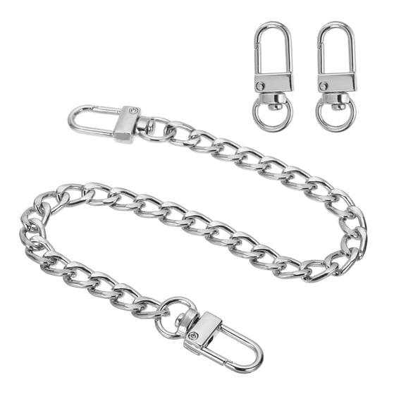 Uxcell 11.8" Flat Purse Chain Strap, Silver/Gold Shoulder Straps Chains Metal Handbag Replacement Belt with 2 Pcs Metal Lobster Swivel Trigger Clips Style1 for Cross Body Wallet Bag