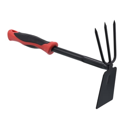 Uxcell 11.8" Hand Gardening Hoe and Rake Nonslip Handle Multifunctional Loosening Soil Tool