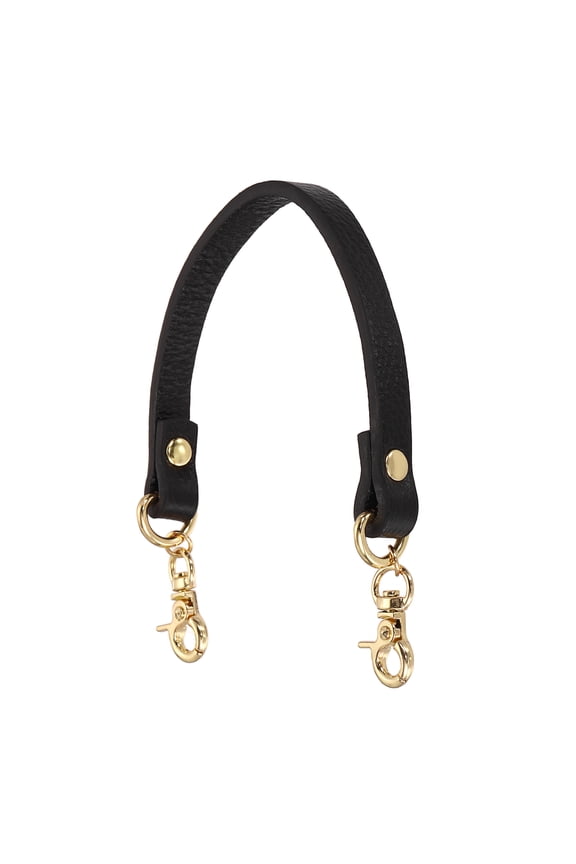 11.8 Inch Genuine Leather Purse Strap, 0.39 Inch Wide Short Handbag Strap Replacement Purse Handle Straps for Women DIY Handbag Underarm Bags, Black