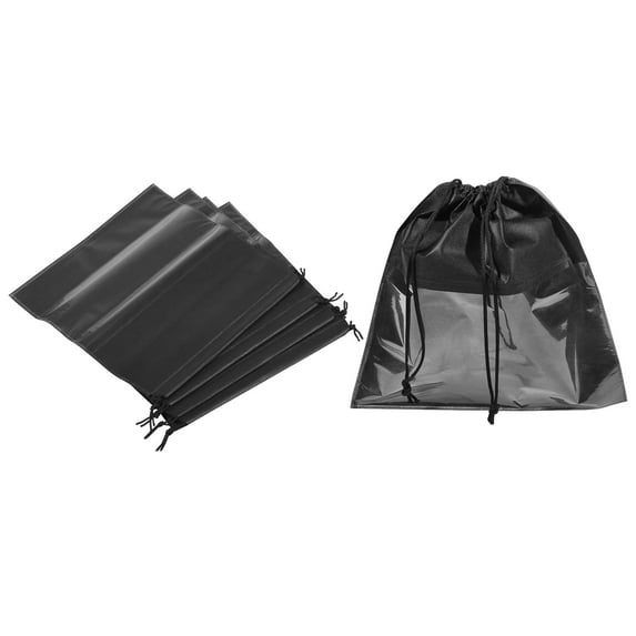 Uxcell 11.8 Inch Non-Woven Fabric Handbag Dust Cover Drawstring Bag for Handbags Purses Black 5 Pack