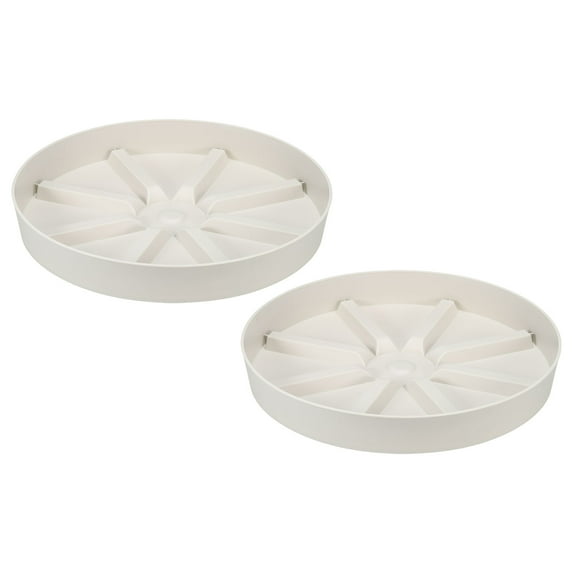 Uxcell 6 Inch Plant Saucers Tray, Durable Plastic Round Flower Pot Drip Tray, White 2Pcs, White 11.8 Inch
