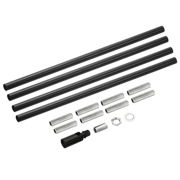 Uxcell 11.8" M10 Thread Coupling Nut with Sloped Ceiling Adapter and Pipe Threaded Extension Rod Kit Black