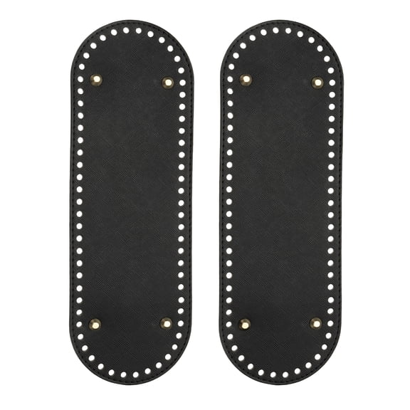 Uxcell 11.8 in x 3.9 in Leather Bag Bases for Crochet, 2 Pack Oval Crochet Bag Bottom Shaper Pad with Holes for DIY, Black