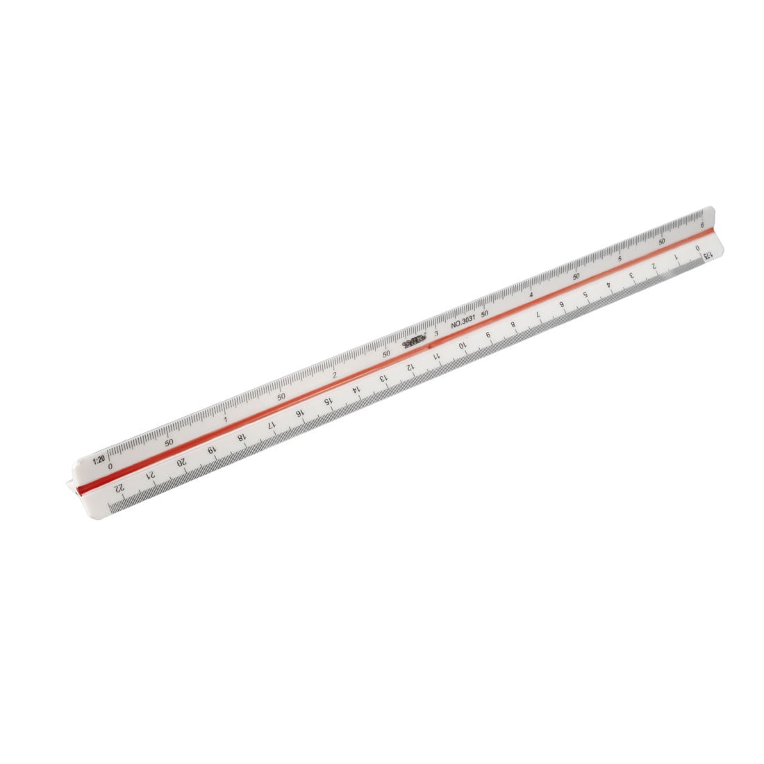 Uxcell 11.81'' Scale Ruler Engineer Triangular Scale Architect Ruler  Plastic Silver Tone 1pcs 