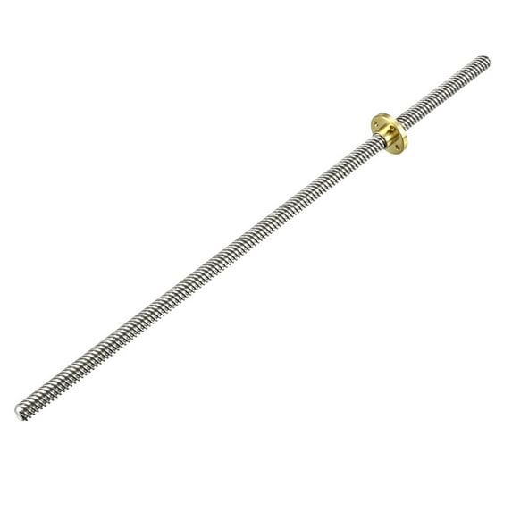 Uxcell 11.81''x0.08''x0.31''Screw Rod with Copper Nut for 3D Printer Stainless Steel Silver Tone 1pcs