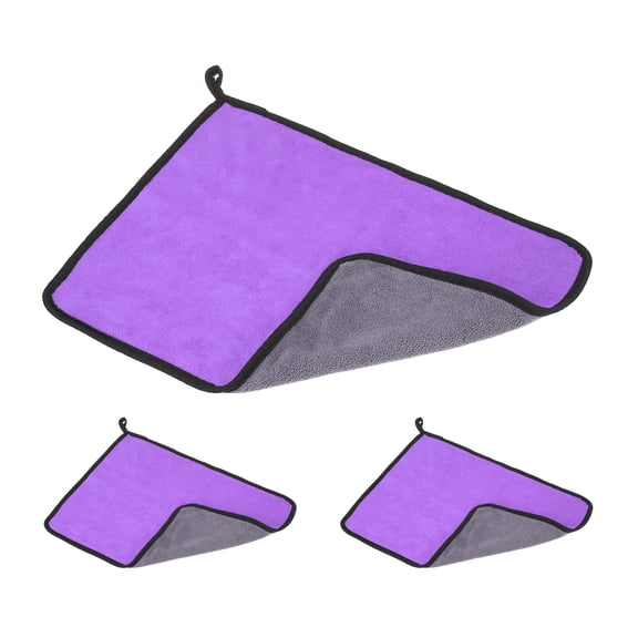 Uxcell 11.8x15.7" Billiard Cue Towel, 3 Pack Pool Cue Cleaner Shaft Cloth Coral Fleece, Purple Grey