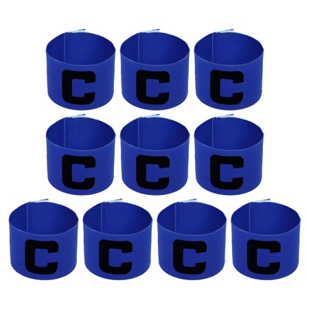 Uxcell 11.8x2.8" Soccer Captain Armband, Nylon Elastic Protective Arm Badge, Blue 10 Pack