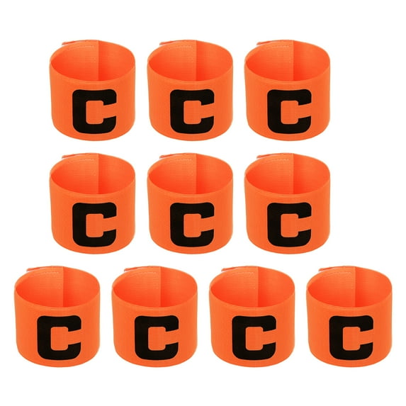 Uxcell 11.8x2.8" Soccer Captain Armband, Nylon Elastic Protective Arm Badge, Orange 10 Pack