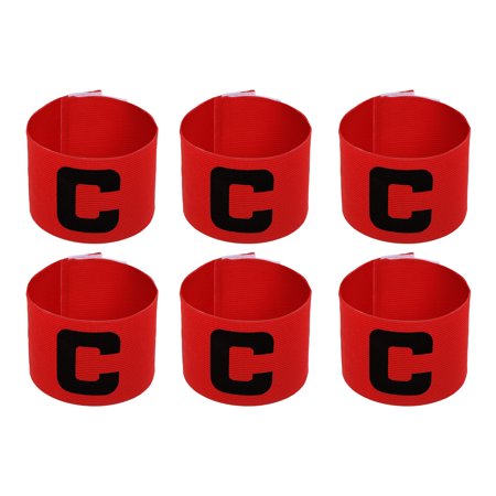 Uxcell 11.8x2.8" Soccer Captain Armband, Nylon Elastic Protective Arm Badge, Red 6 Pack