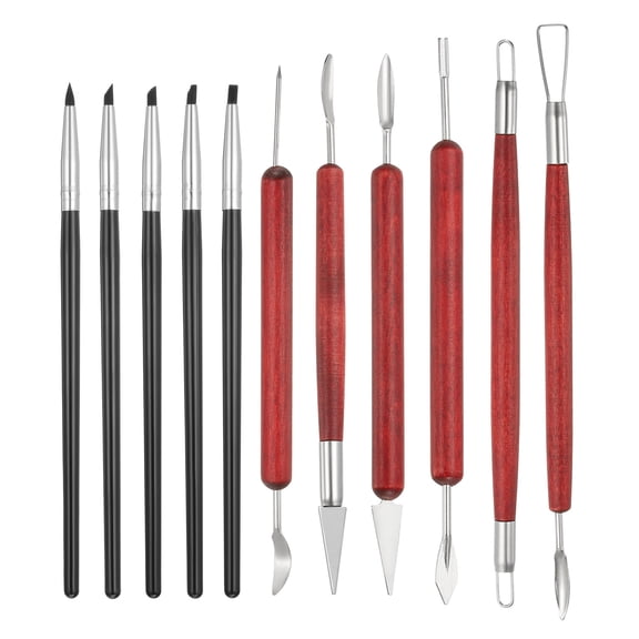Uxcell 11 Pcs 3mm Silicone Clay Sculpting Tool, Polymer Clay Tools Clay Shaping Tool Modeling Dotting Tool, Great for Pottery Clay Craft Painting (Black Black)