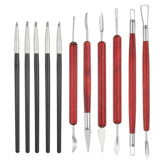 Uxcell 11 Pcs 3mm Silicone Clay Sculpting Tool, Polymer Clay Tools Clay Shaping Tool Modeling Dotting Tool, Great for Pottery Clay Craft Painting (Black Gray)