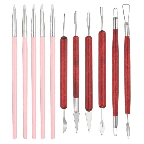Uxcell 11 Pcs 5mm Silicone Clay Sculpting Tool, Polymer Clay Tools Clay Shaping Tool Modeling Dotting Tool, Great for Pottery Clay Craft Painting (Black Gray)
