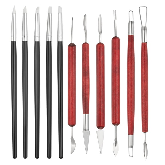 Uxcell 11 Pcs 5mm Silicone Clay Sculpting Tool, Polymer Clay Tools Clay Shaping Tool Modeling Dotting Tool, Great for Pottery Clay Craft Painting (Black White)