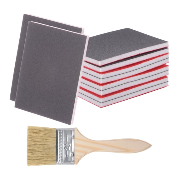 Uxcell 11 Pcs Sanding Block 1500 Grit 70 x 100mm Wet Dry Sanding Pad with Wood Brush