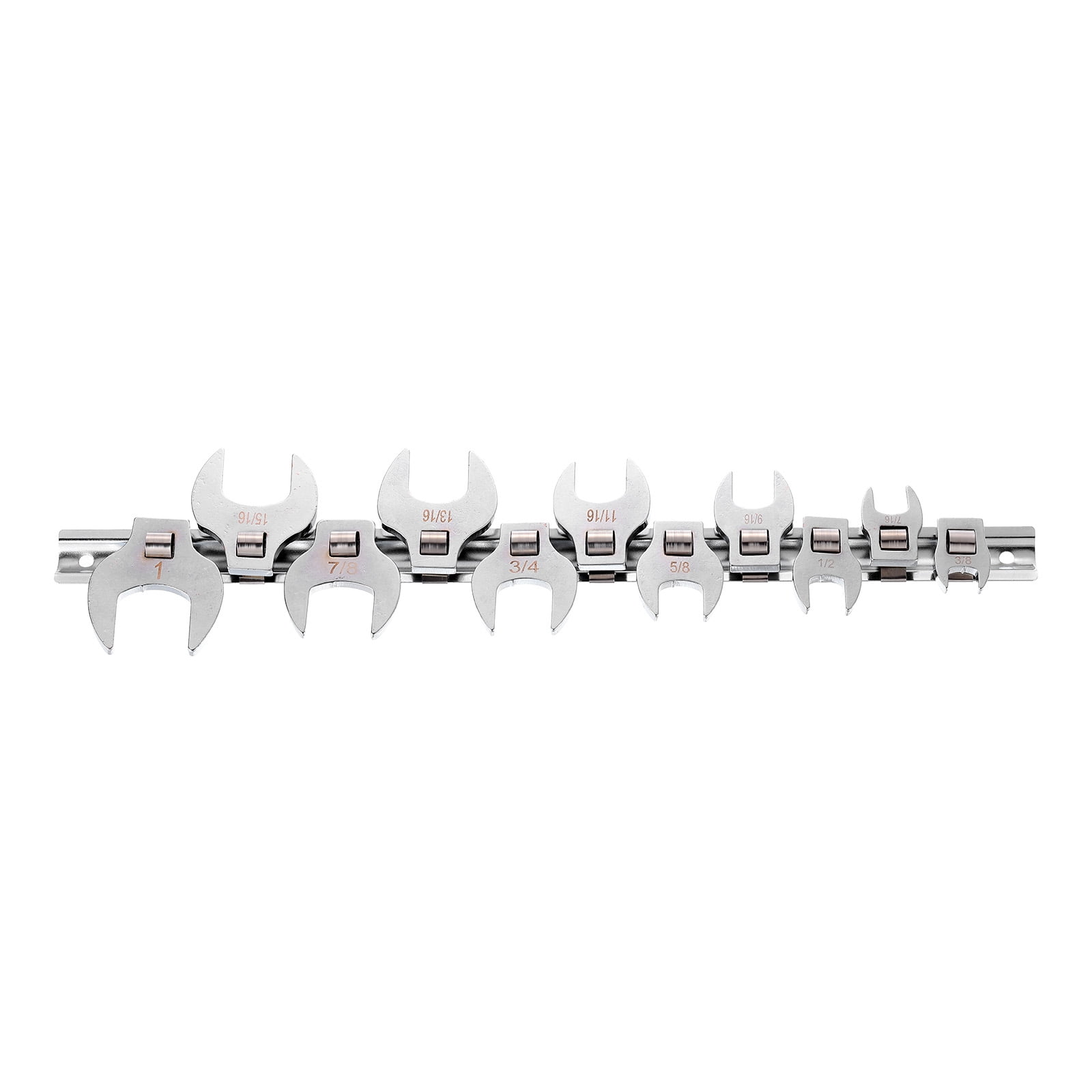 Uxcell 11 Pieces Drive Crowfoot Wrench Set 3/8" - 1" Drive Fractional Crowfoot Wrench with Clip-on Organizer