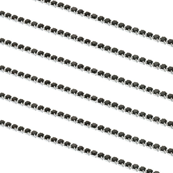 Uxcell 11 Yard/10m Crystal Rhinestone Close Chain Trim 2mm Trimming Claw Chain String for Crafts, Black 1 Roll