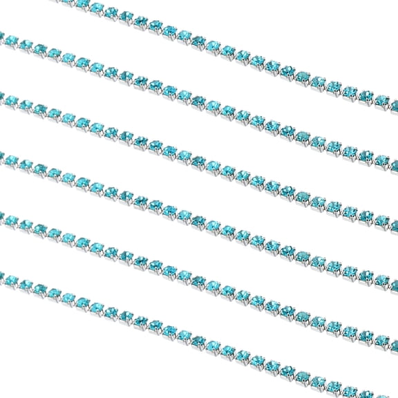 Uxcell 11 Yard/10m Crystal Rhinestone Close Chain Trim 3mm Trimming Claw Chain String for Crafts, Blue 1 Roll