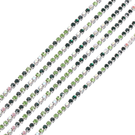 Uxcell 11 Yard 2mm Crystal Rhinestone Diamond Close Chain Trim Trimming Claw Cup Chain Green Light Green