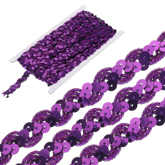 Uxcell 11 Yard Sequins Beaded Lace Trim 0.6 inch Braid Trim Strip for Crafts, Embellishments, Costume Dark Purple