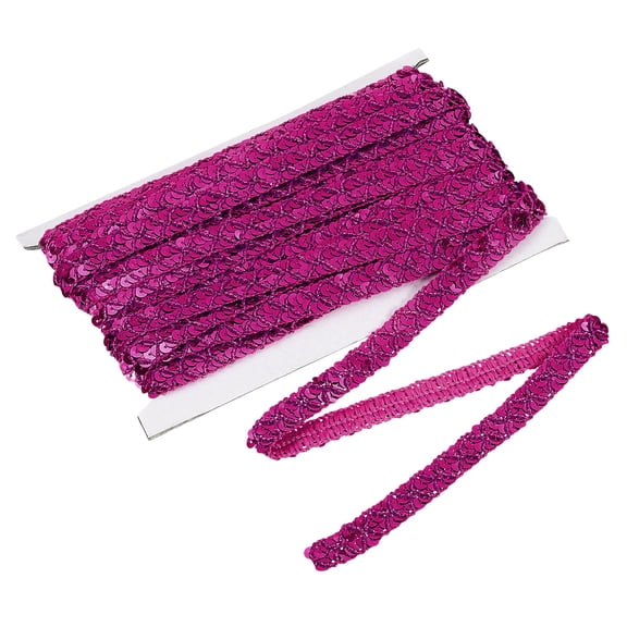 Uxcell 11 Yard Sequins Trim Ribbon 0.6 Inch Sequin Gimp Braid Trim Beaded Lace Ribbon for Crafts Sewing Clothes Home Party Decoration, Rose Red